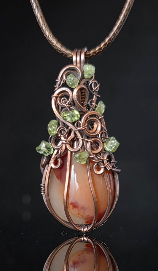 Necklace - Pumpkin Pendant - Banded Agate