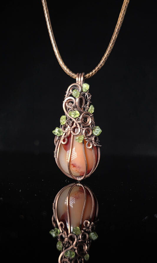 Necklace - Pumpkin Pendant - Banded Agate