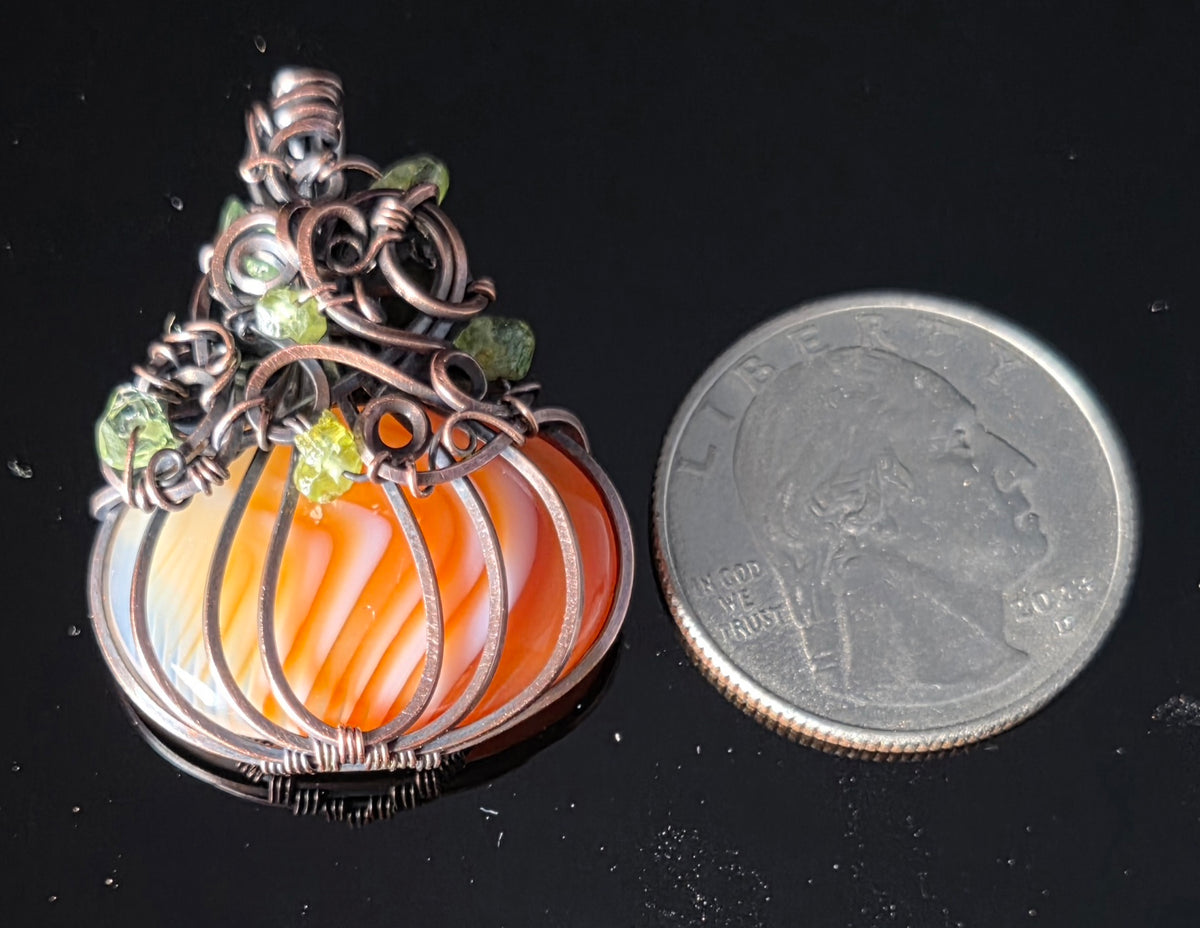 Necklace - Pumpkin Pendant - Banded Agate