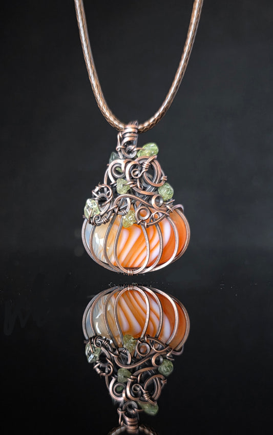 Necklace - Pumpkin Pendant - Banded Agate