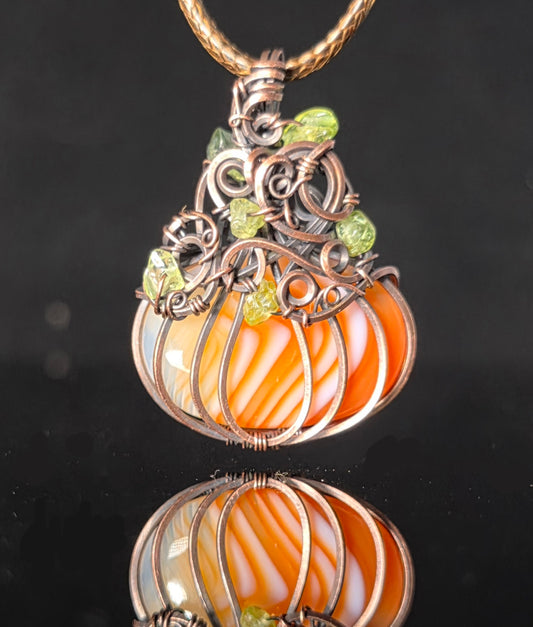 Necklace - Pumpkin Pendant - Banded Agate