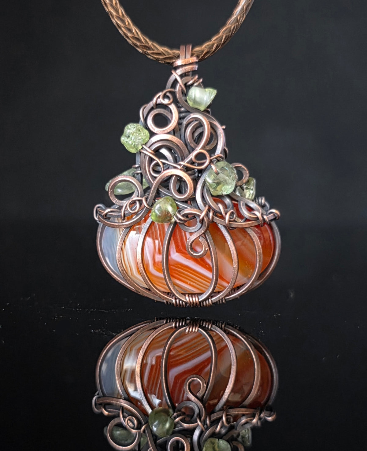 Necklace - Pumpkin Pendant - Banded Agate
