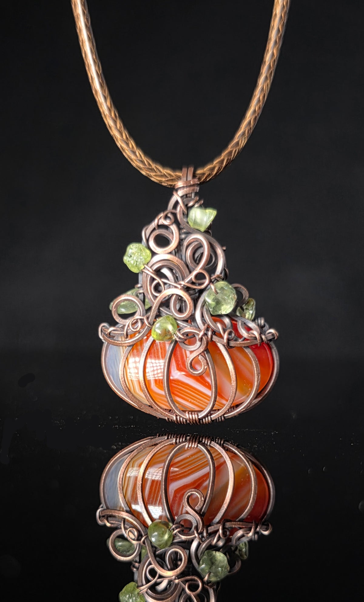 Necklace - Pumpkin Pendant - Banded Agate