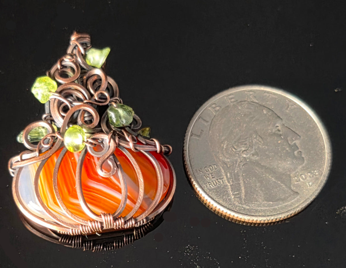 Necklace - Pumpkin Pendant - Banded Agate