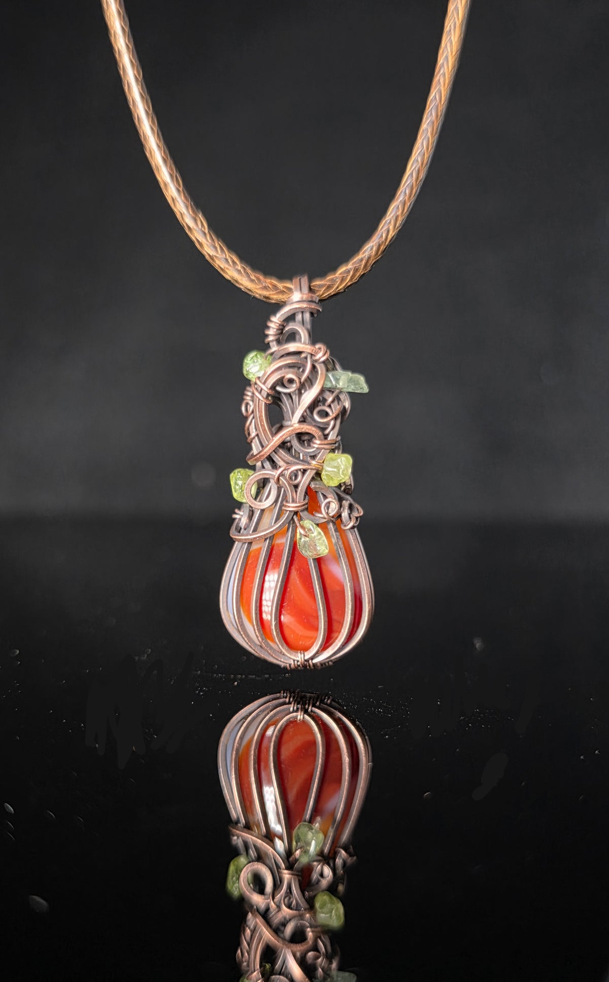 Necklace - Pumpkin Pendant - Banded Agate