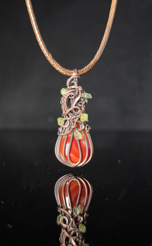 Necklace - Pumpkin Pendant - Banded Agate