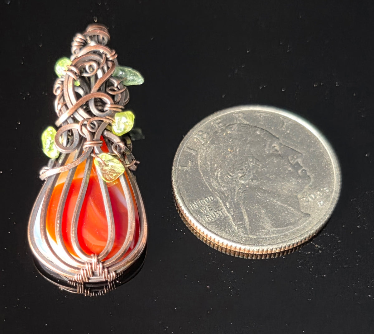 Necklace - Pumpkin Pendant - Banded Agate