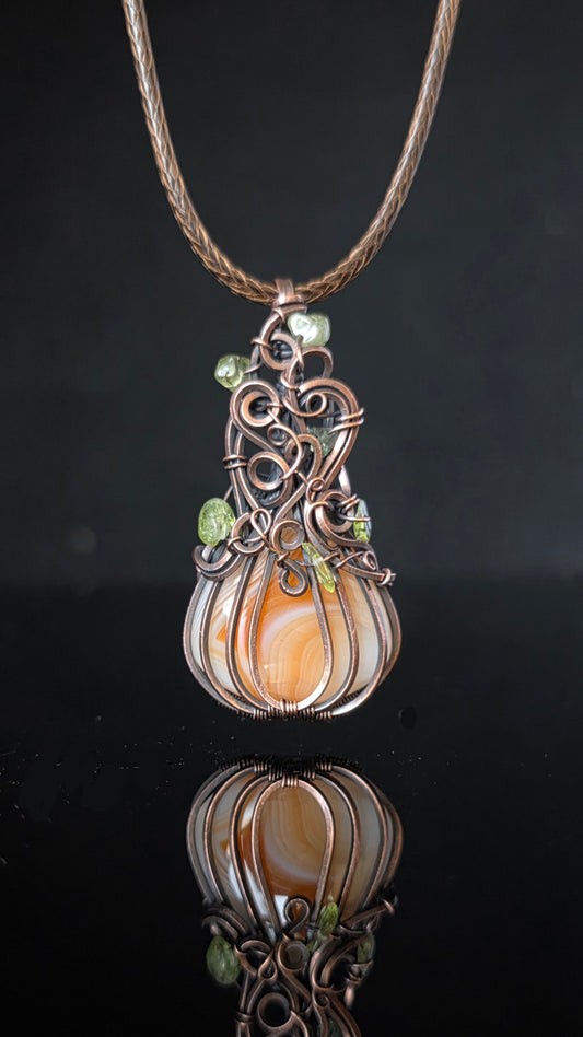 Necklace - Pumpkin Pendant - Banded Agate