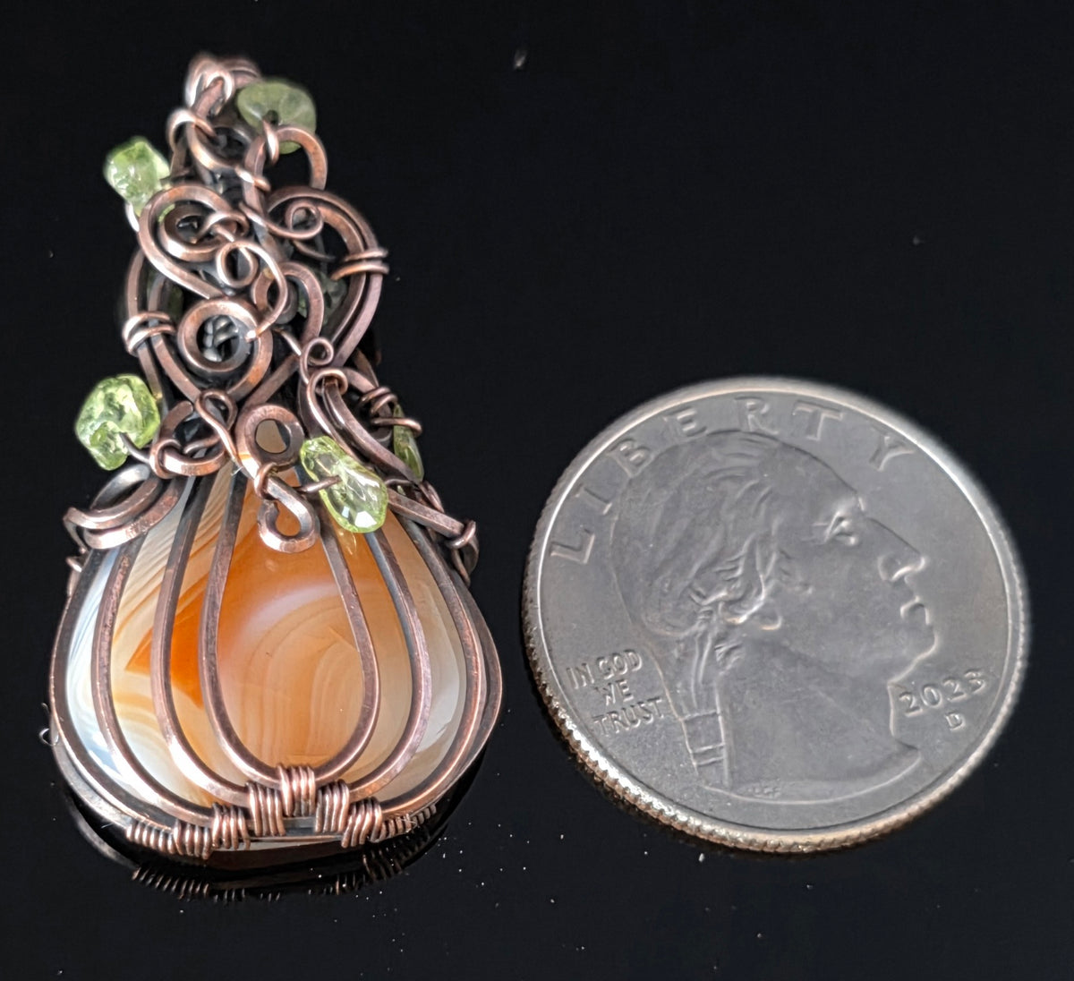 Necklace - Pumpkin Pendant - Banded Agate