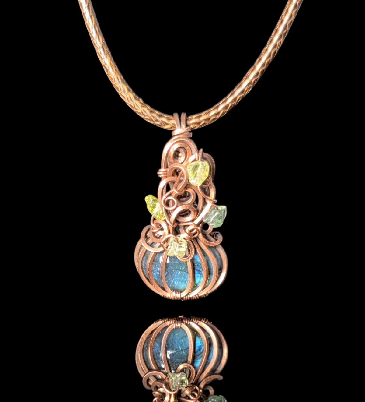 Necklace - Pumpkin Pendant - Labradorite