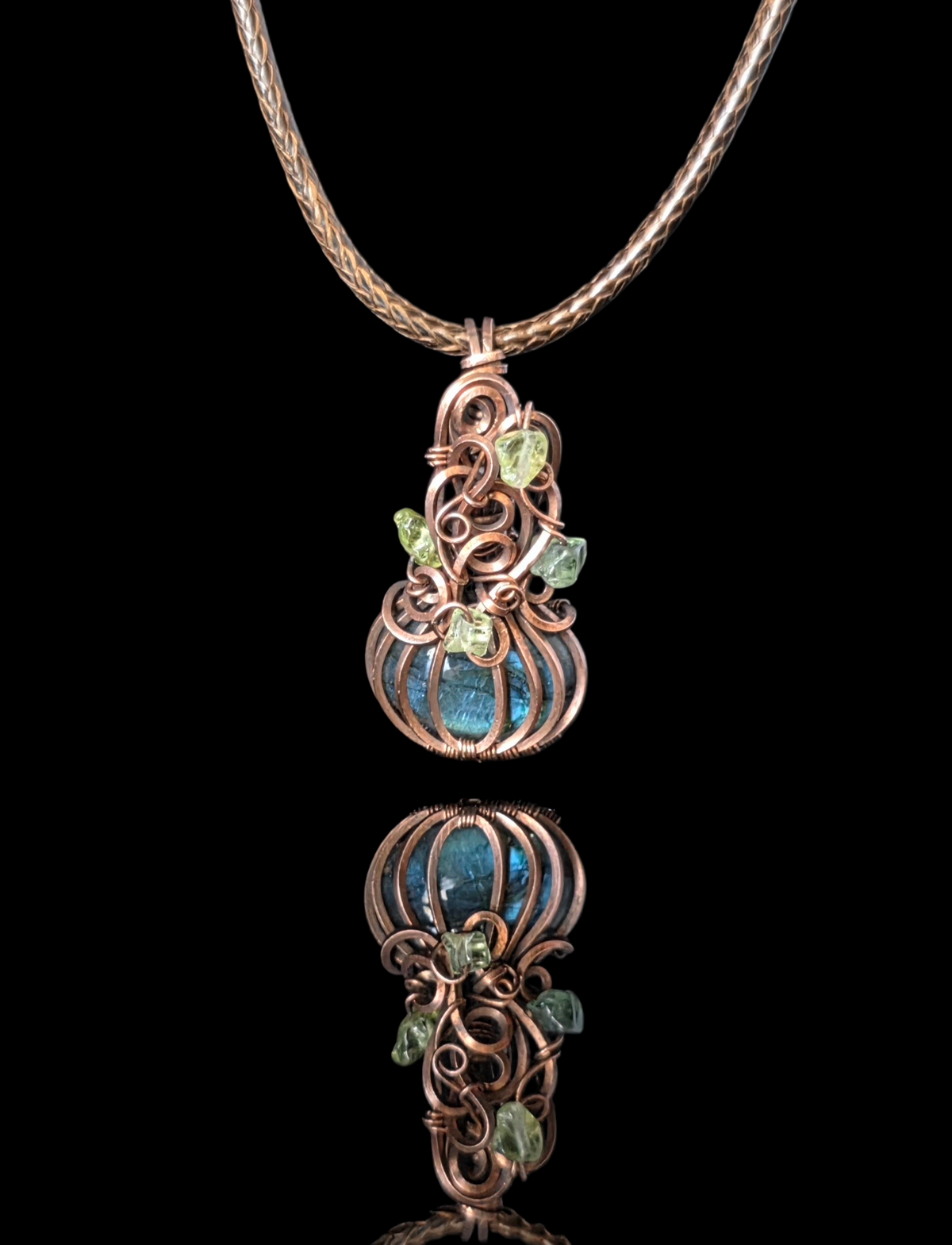 Necklace - Pumpkin Pendant - Labradorite