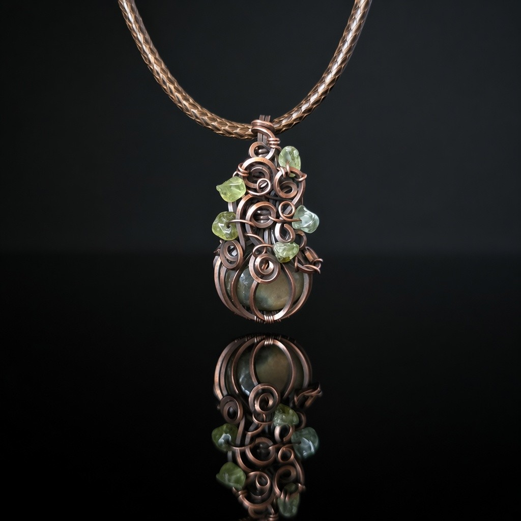 Necklace - Pumpkin Pendant - Labradorite