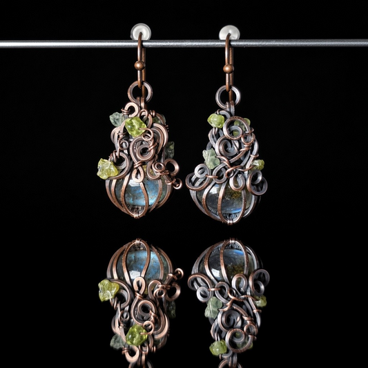 Earrings - Pumpkin Pendants - Labradorite
