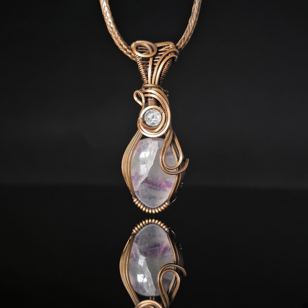 Necklace - Wire Wrapped Amethyst Pendant