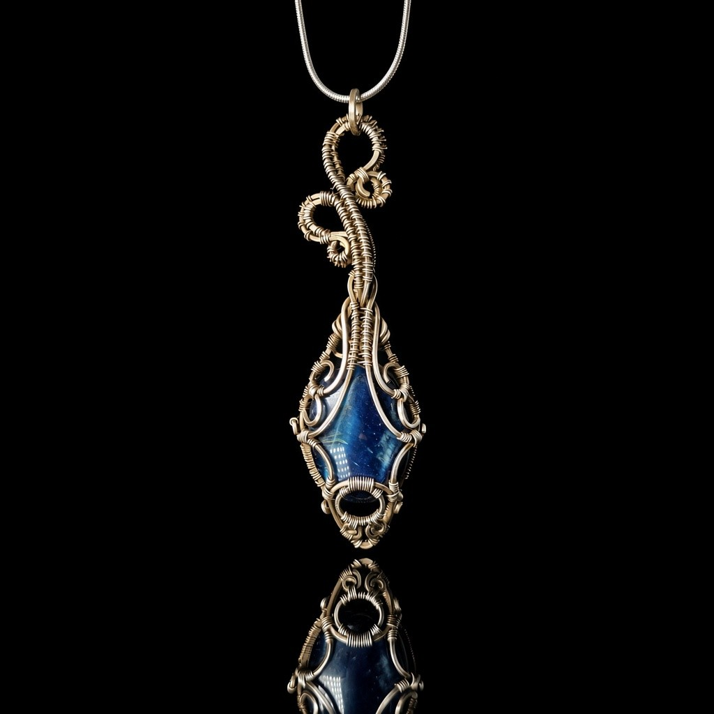 Necklace - Wire Wrapped Blue Tiger's Eye