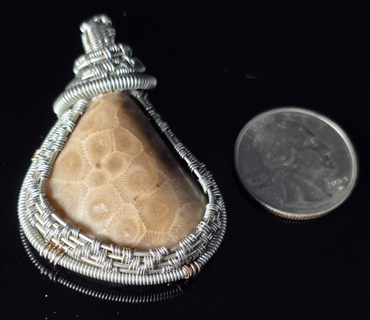 Necklace - Wire Wrapped Petoskey Stone Pendant