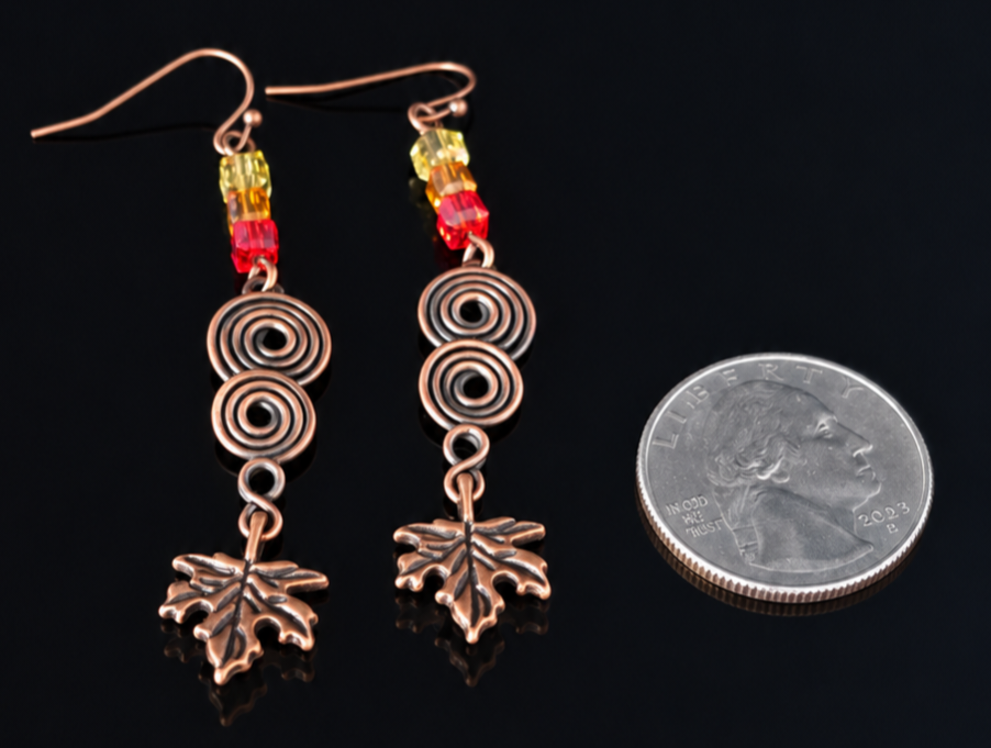 Earrings- Fall Themed Dangles- Maple Leaves