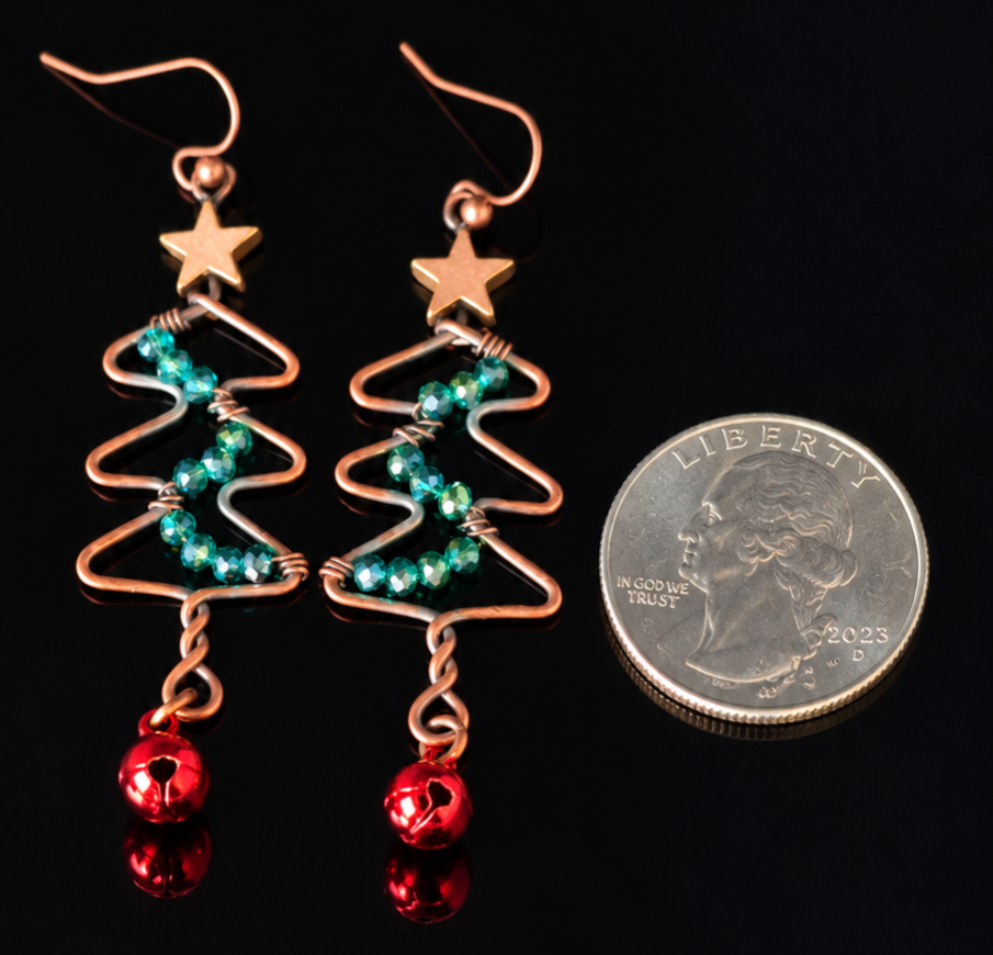 Earrings- Holiday Themed- Hammered Christmas Tree