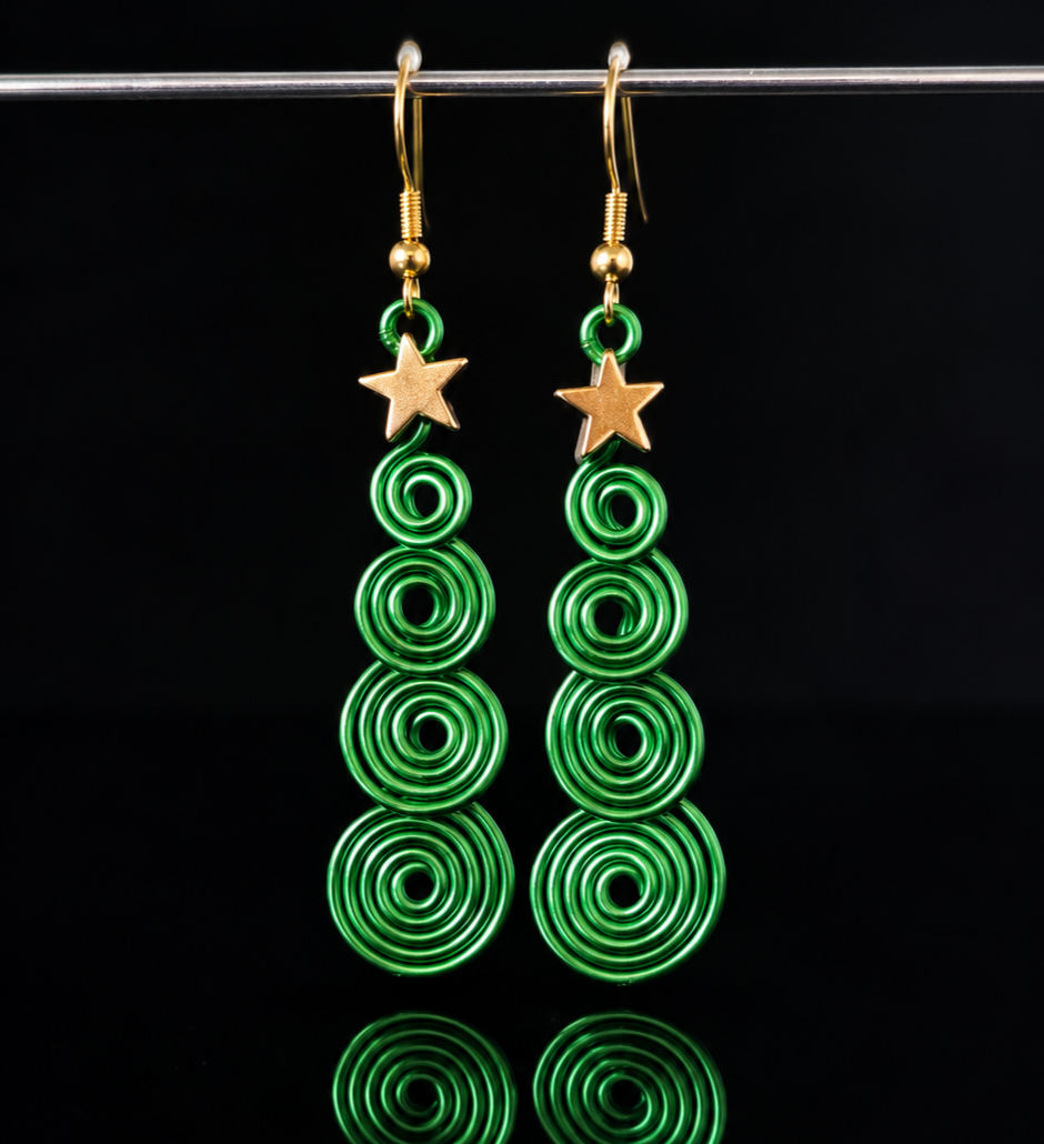 Earrings- Holiday Themed- Coiled Christmas Tree