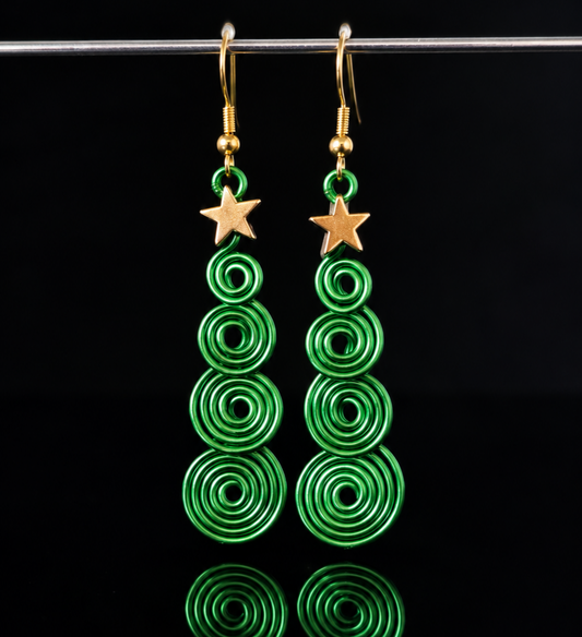 Earrings- Holiday Themed- Coiled Christmas Tree