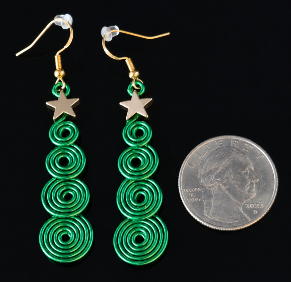 Earrings- Holiday Themed- Coiled Christmas Tree