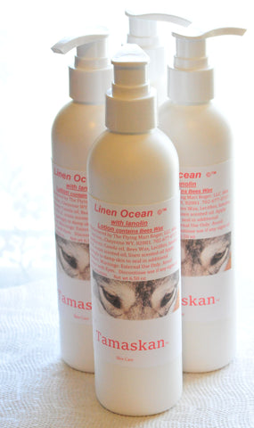 6.5 oz pump bottle of Linen Ocean scented body moisturizer. Hightly concentrated