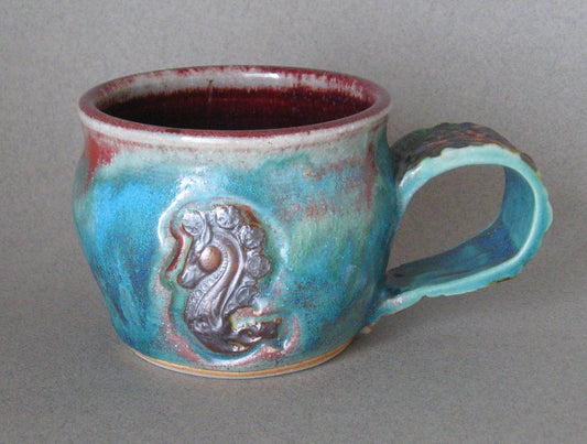 " Round Steampunk Mug " Seahorse Design
