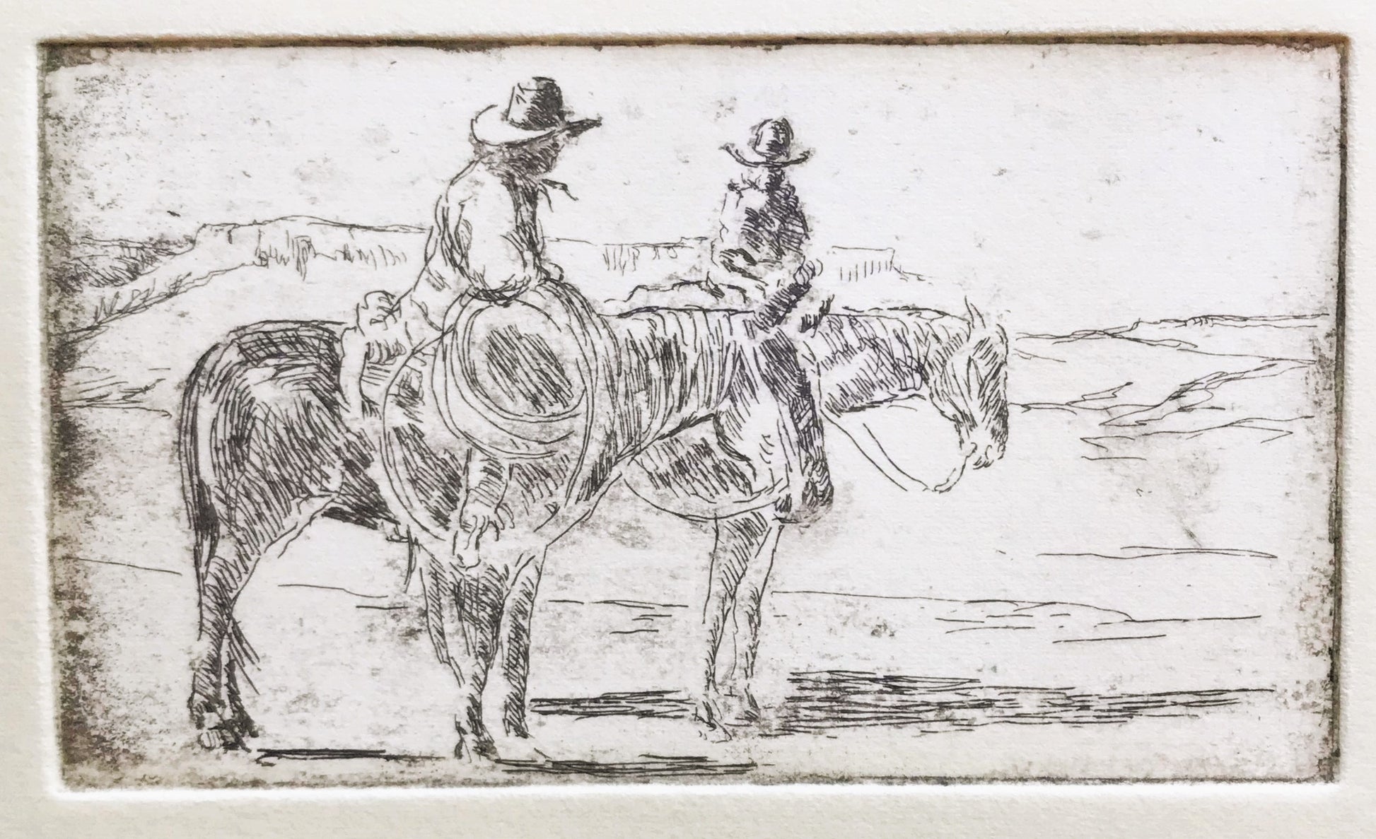 Intaglio Etching print making by Artist Mary Cunningham. Hand inked and hand printed - each of these is considered an original work of art  Framed and Matted Intaglio and Aquatint Etching and Mono Print, printed on Rives BFK  Frame is a natural color Douglas Fir wood with glass