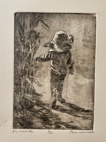" It's a Good Day " Matted Intaglio Etching