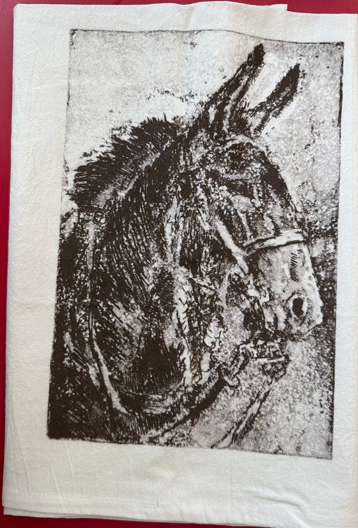 Mule screenprinted on floursack towel
