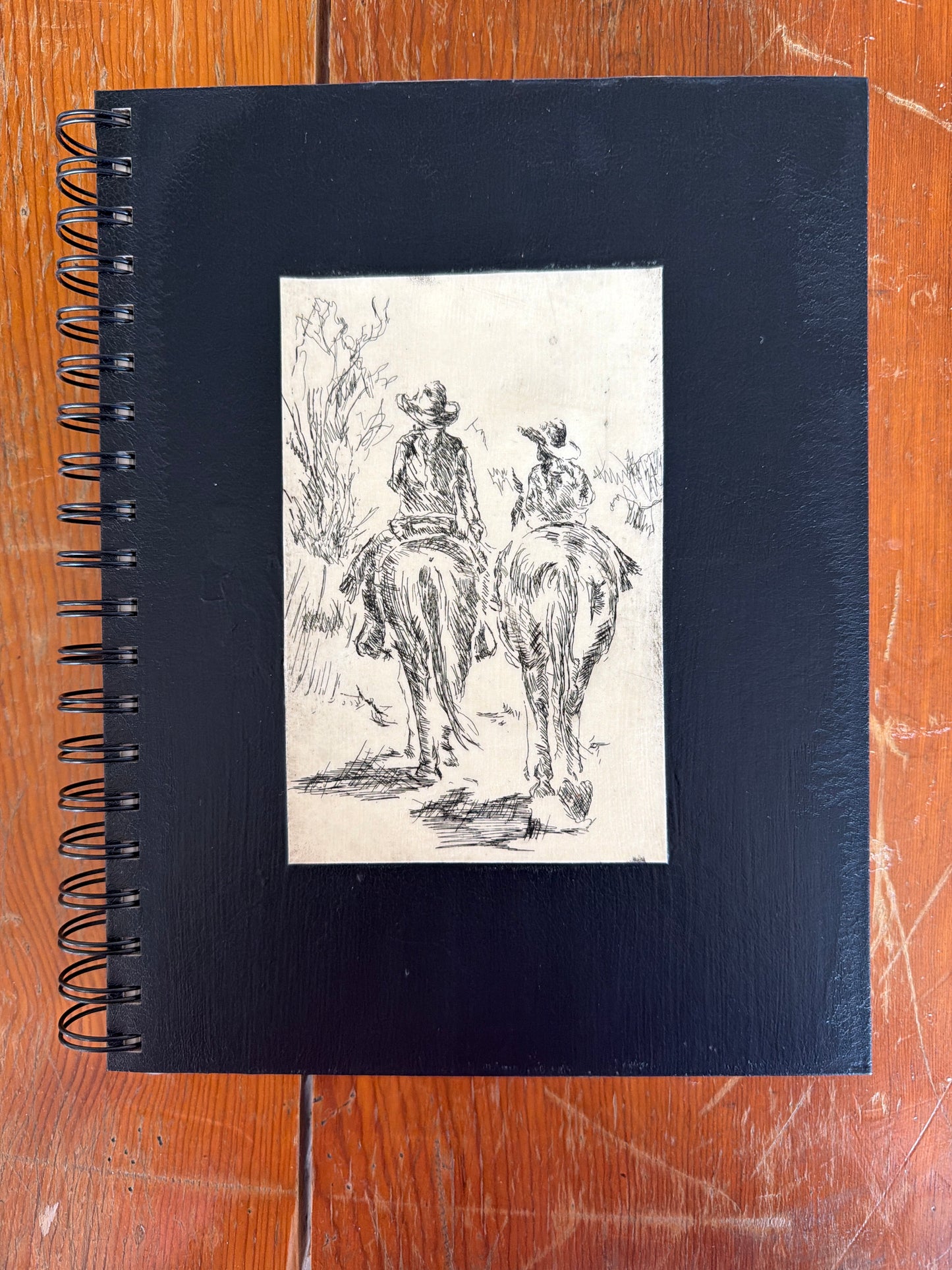 Wire Bound Sketchbook- 7x10 Black - "Riding with Mom"
