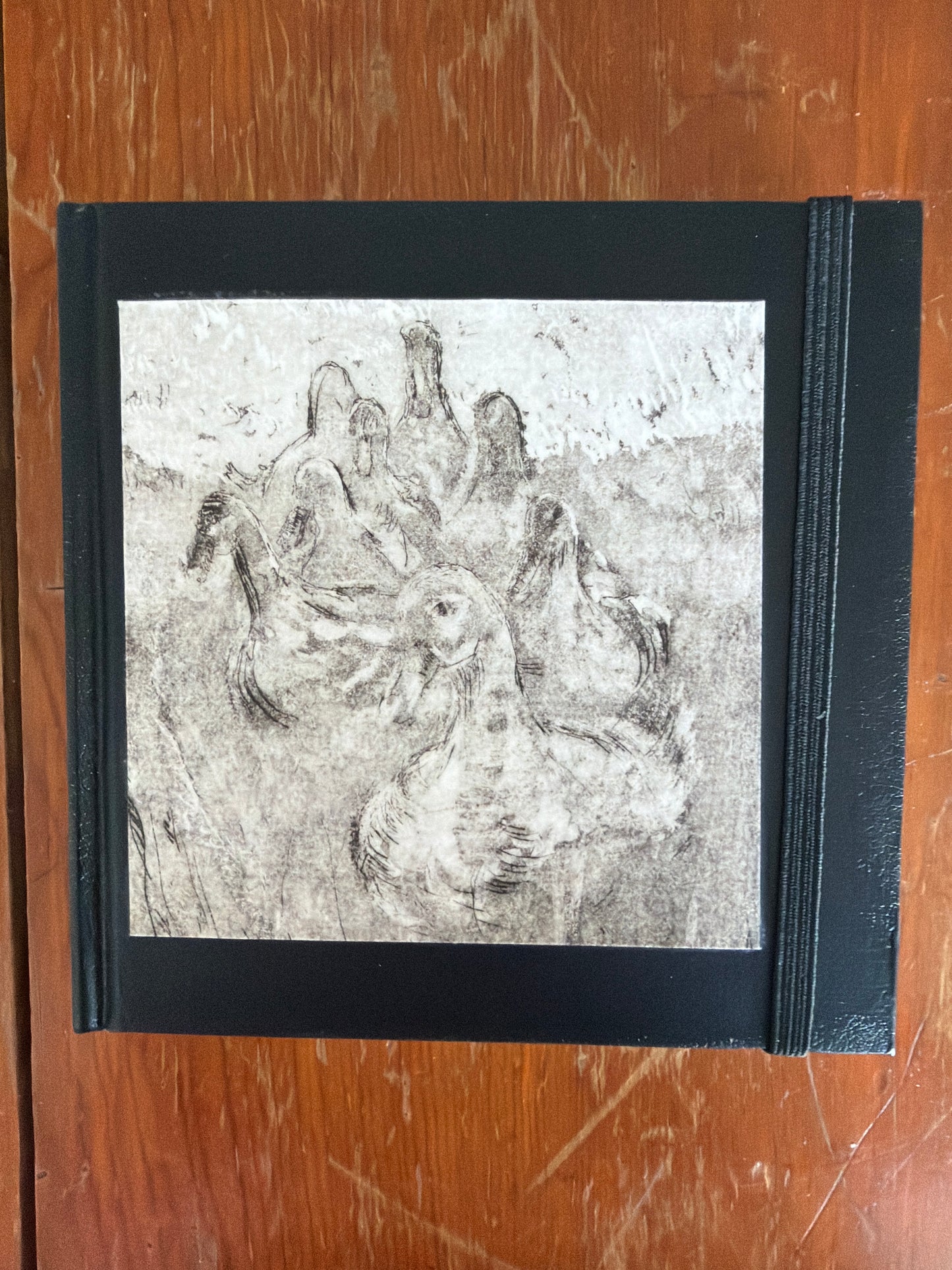 Hardbound Sketchbook- 6x6 Black- "Ducks"