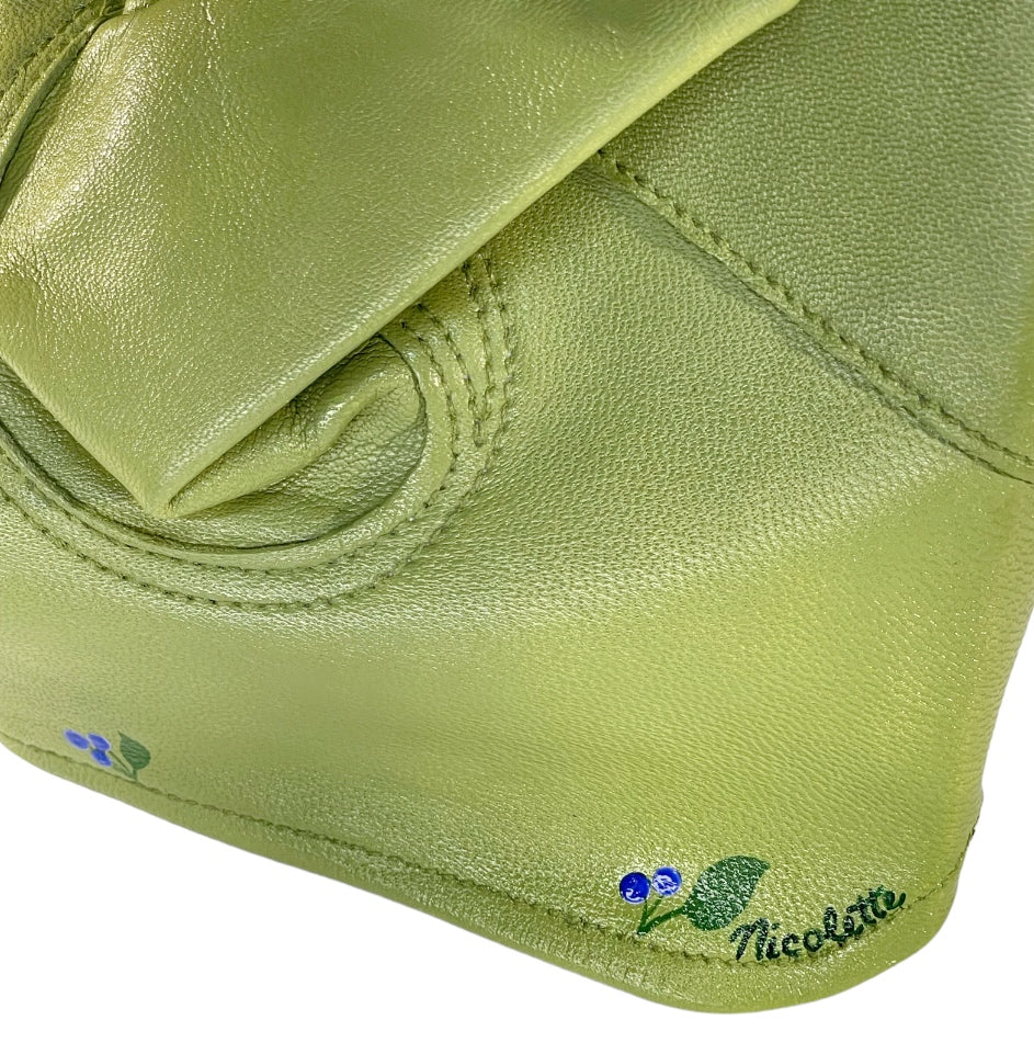 Huckleberry Bush on Sage Green Large Leather Gloves