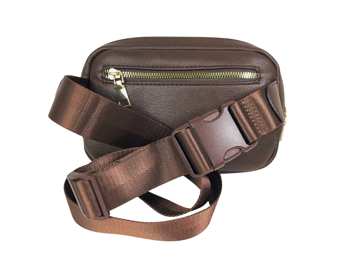 Belt Bag/Purse/Fanny Pack- Golden Hollyhocks on Brown