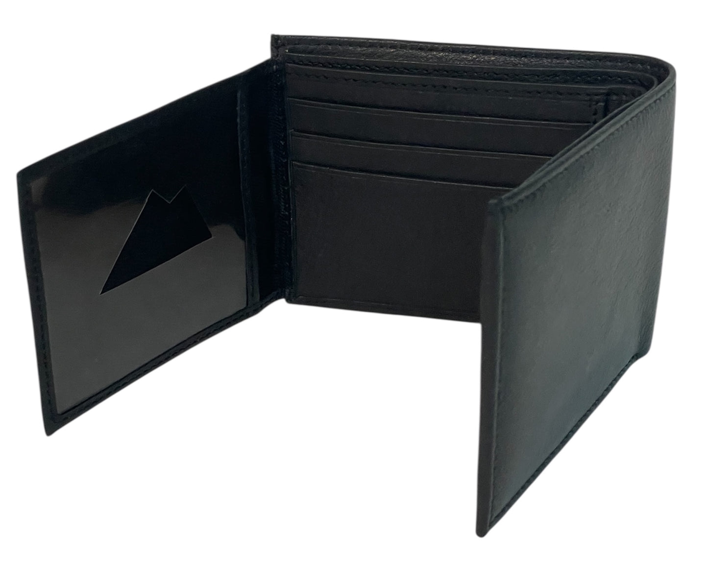 Black Leather Bi-Fold Wallet- "Lone Bison"