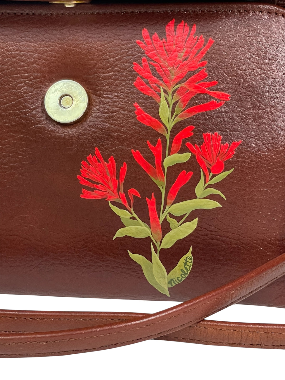 Wallet Purse- Brown with Indian Paintbrush
