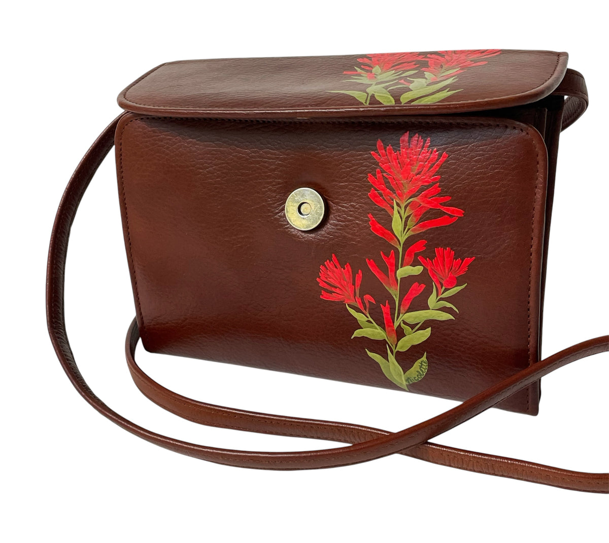 Wallet Purse- Brown with Indian Paintbrush