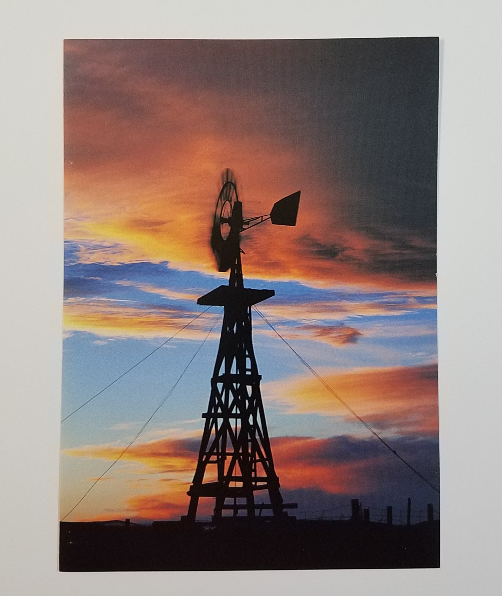 Windmill Photo Greeting Cards Photographer: Crystal Lawrence  10 card pack,- all the same photo  Blank inside  Envelopes included  4" x 6"  Windmill against a sunset  Southeast Wyoming  from: Windmill Dreaming