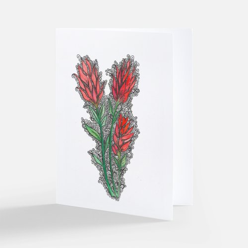 Greeting Card -Indian Paintbrush -Watercolor and Ink