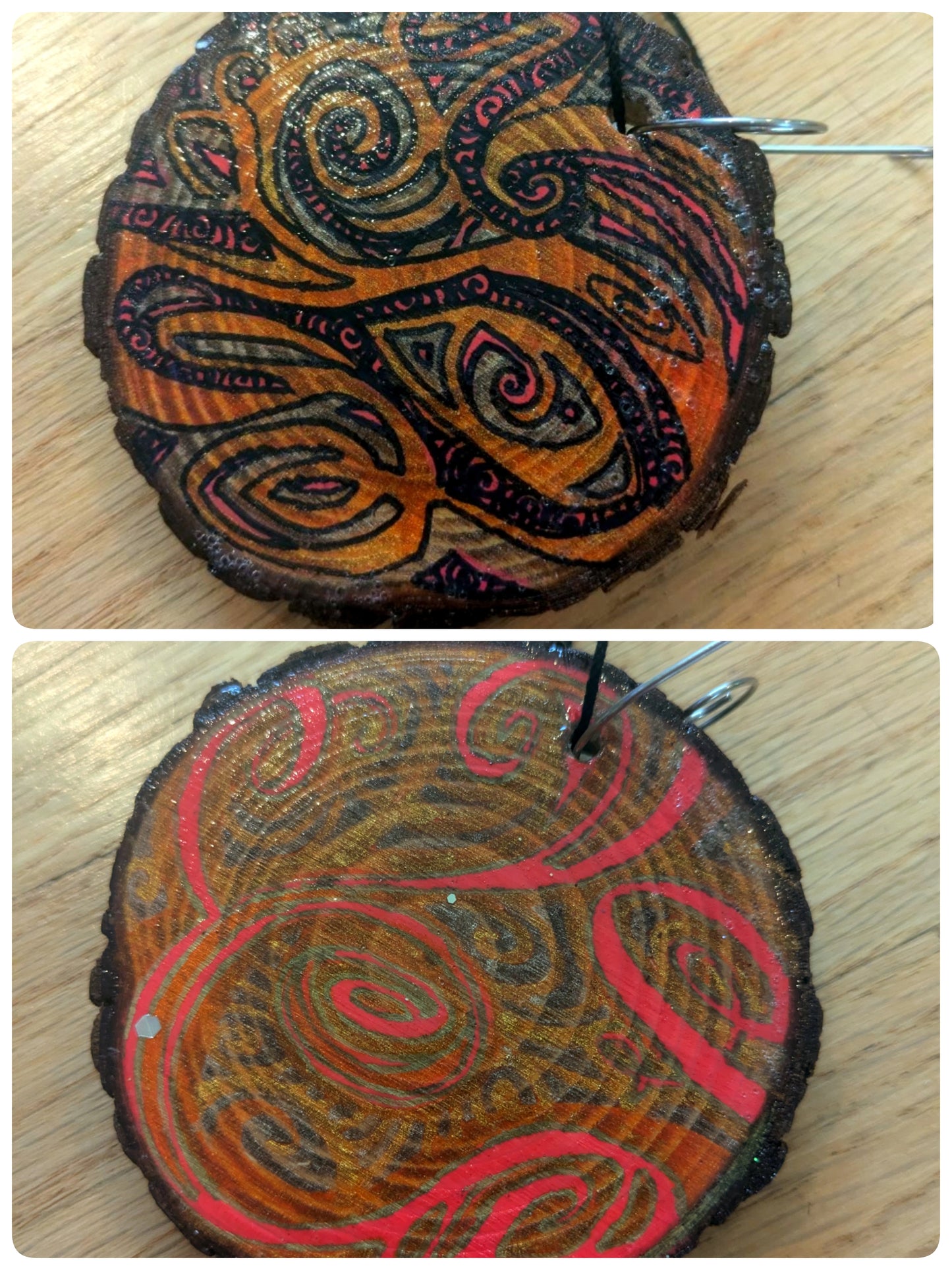 Double Sided Hand Painted Wood Ornament