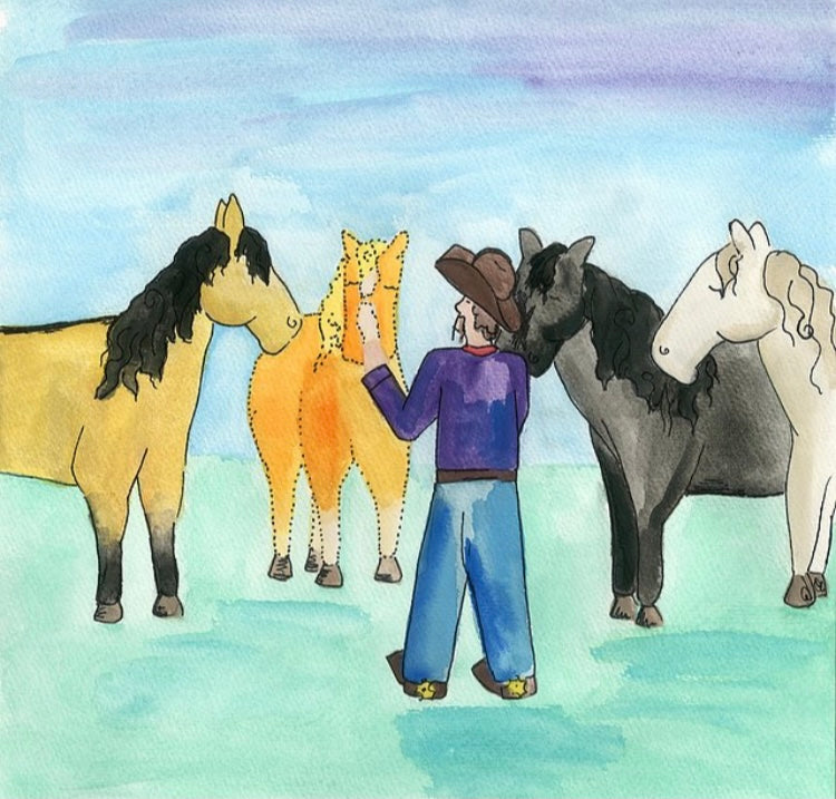 The cowboy takes pride in his work and special care of his horse. They are a team.