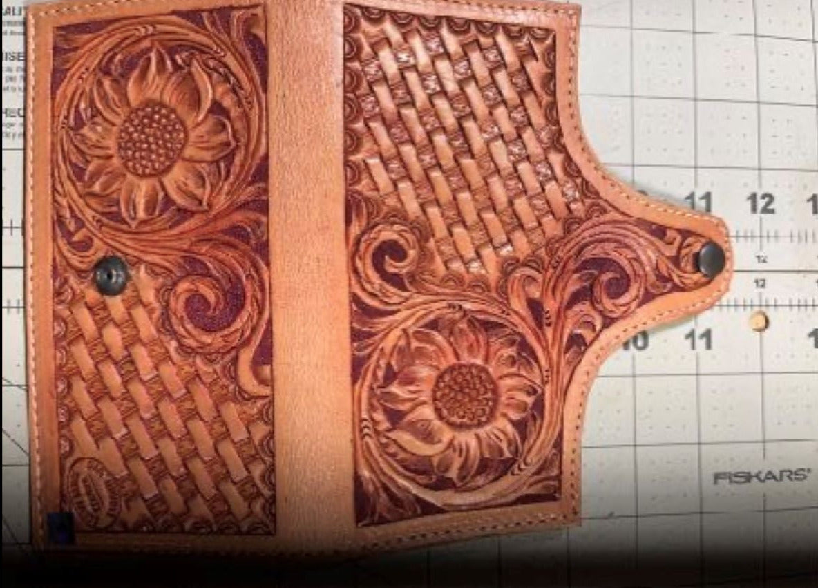 Sunflower with Bucking Horse and Rider Leather Clutch Wallet