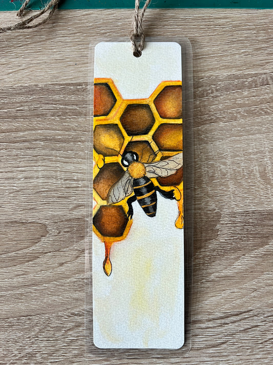 " Bee Honeycomb " Original Watercolor Bookmark