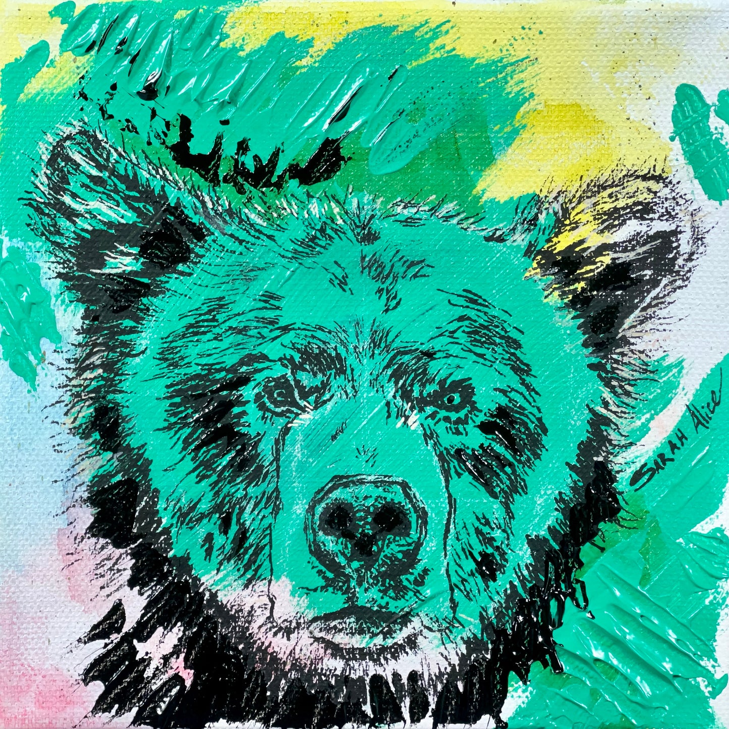 " Bear Shadow " Small Original Textured Painting