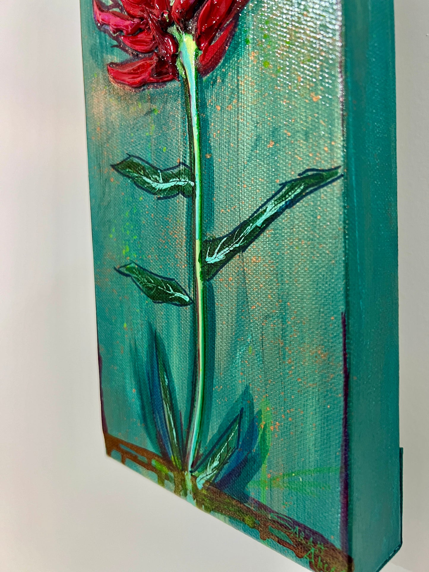 " Turquoise Trails " Indian Paintbrush Original Textured Painting