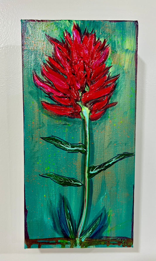 " Turquoise Trails " Indian Paintbrush Original Textured Painting