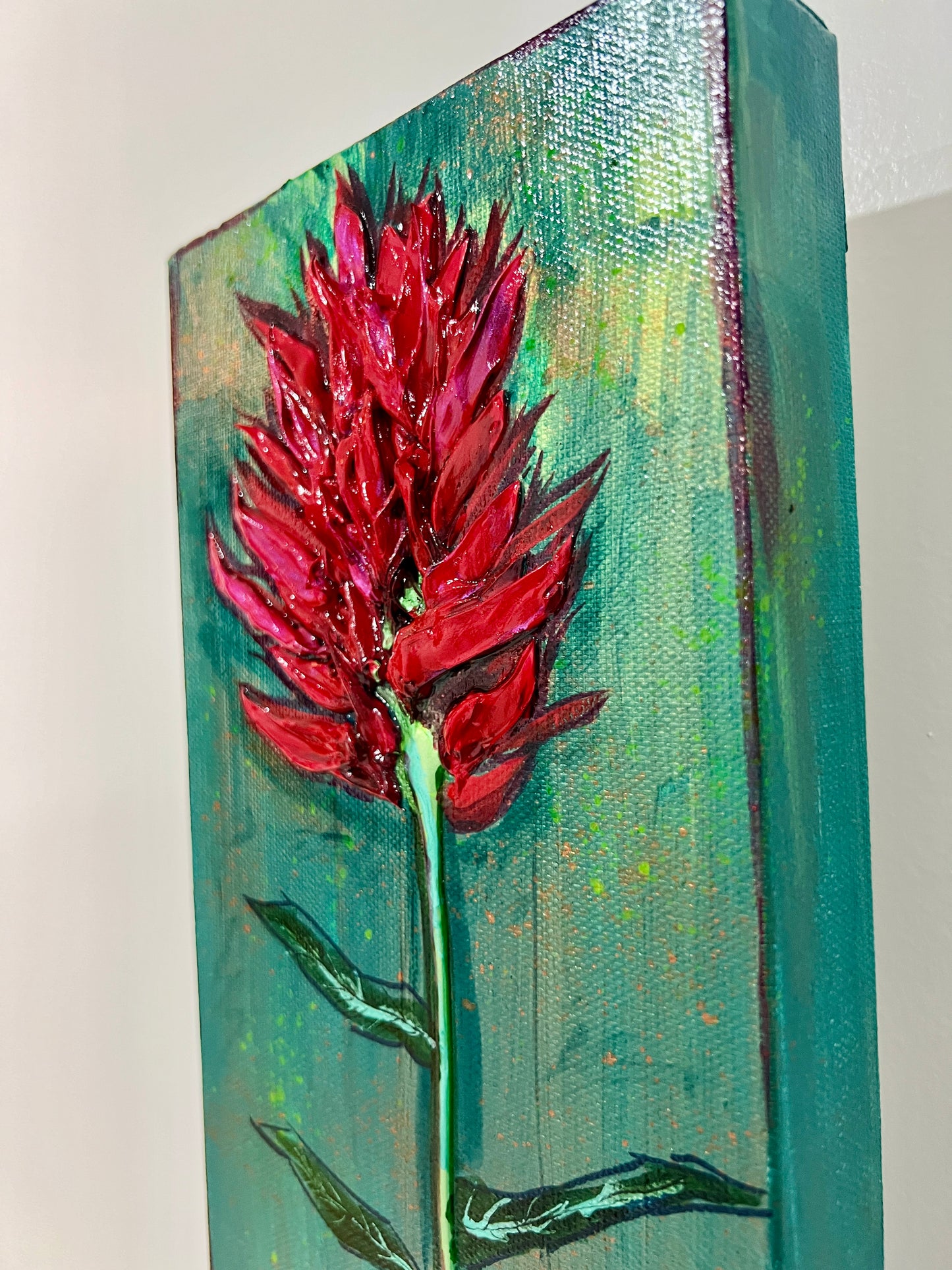 " Turquoise Trails " Indian Paintbrush Original Textured Painting