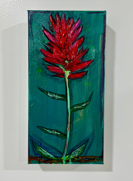 " Turquoise Bloom " Indian Paintbrush Original Textured Painting