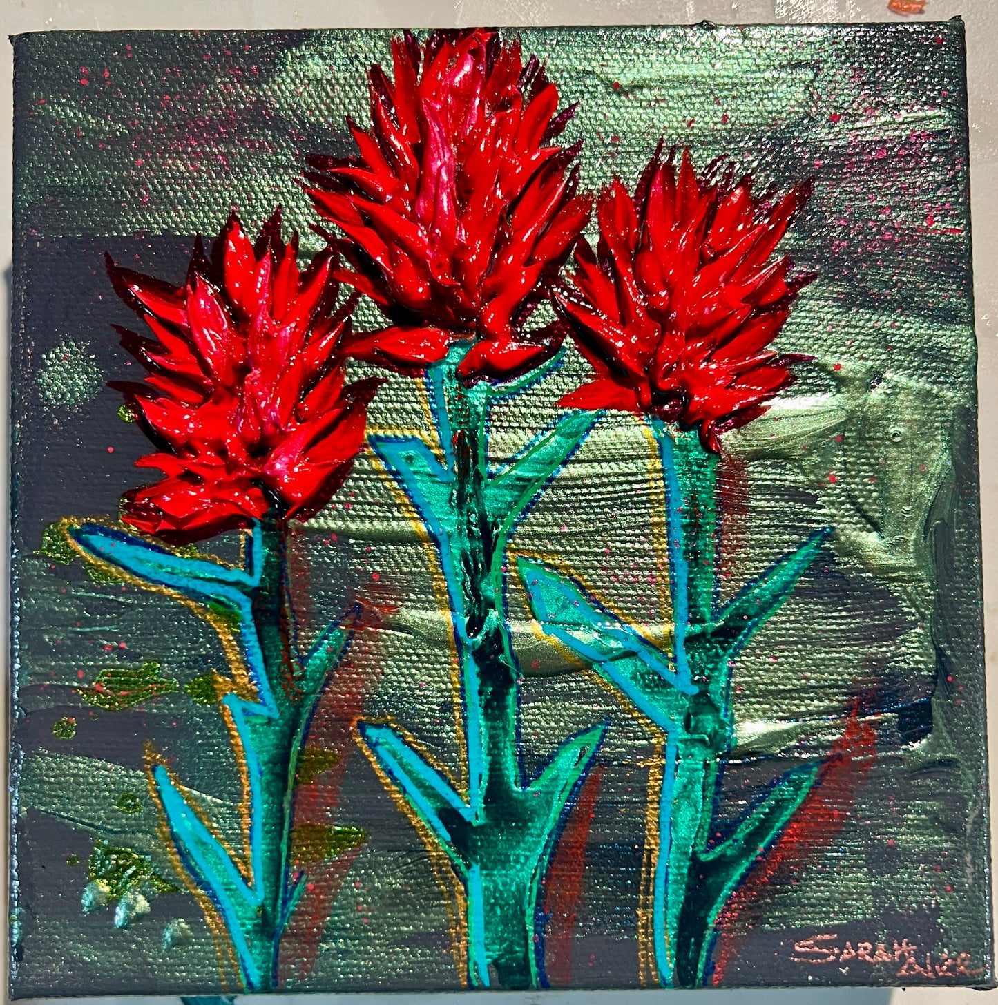 " Wildflower Medley " Indian Paintbrush Original Textured Painting