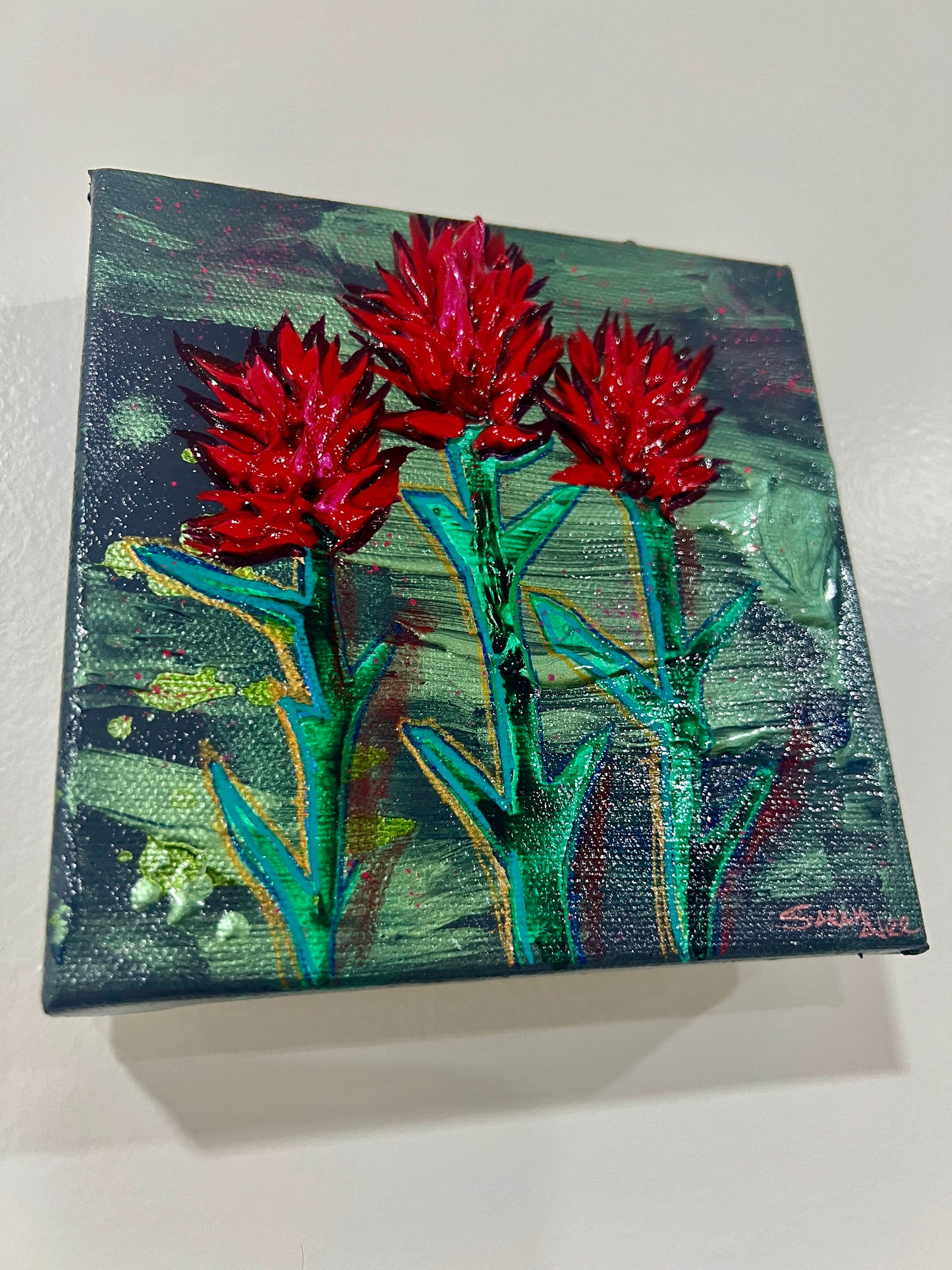 " Wildflower Medley " Indian Paintbrush Original Textured Painting